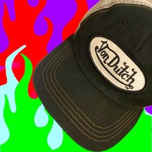 Authentic Von Dutch Originals Black & White Trucker Kustom Made SnapBack